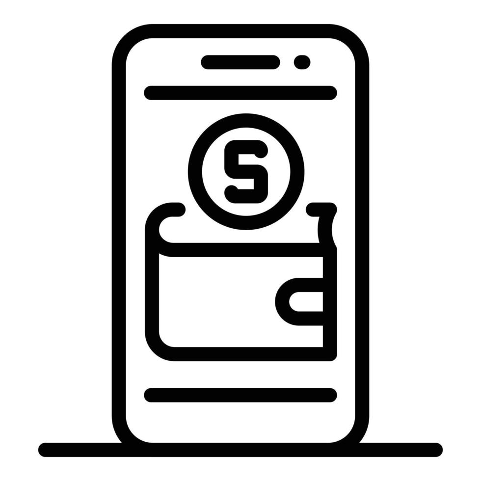 Smartphone modern wallet icon, outline style vector