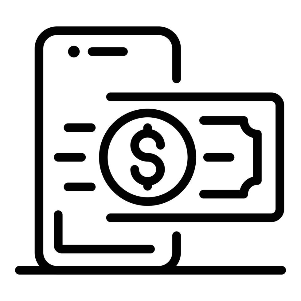 icono de teléfono de dinero de ingresos, estilo de contorno vector