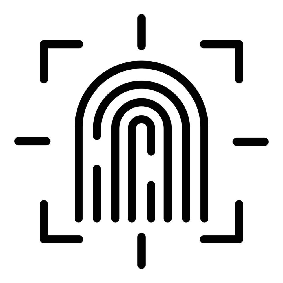 Fingerprint control icon, outline style vector