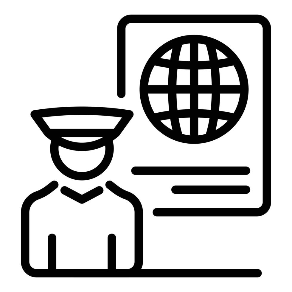 Global passport control icon, outline style vector