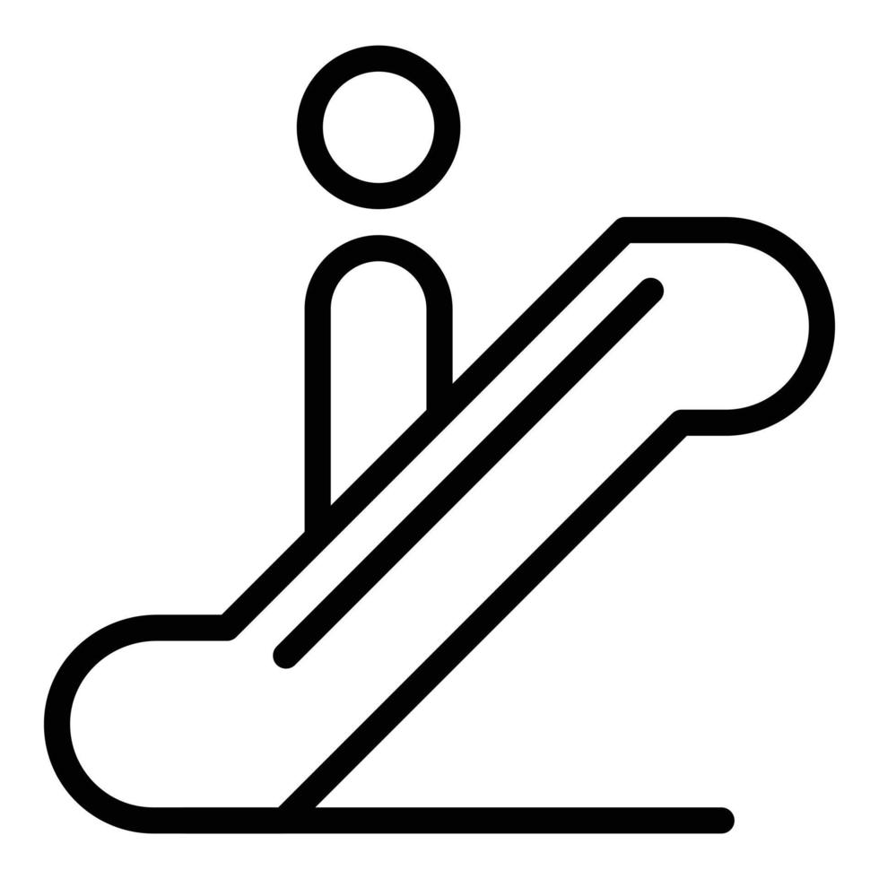 icono de escalera mecánica del aeropuerto, estilo de esquema vector