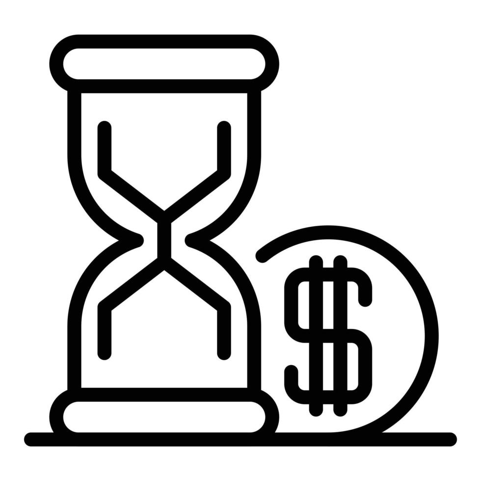Hourglass money loan icon, outline style vector