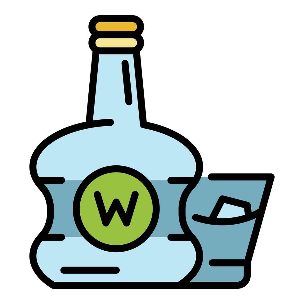 Premium whisky bottle icon color outline vector