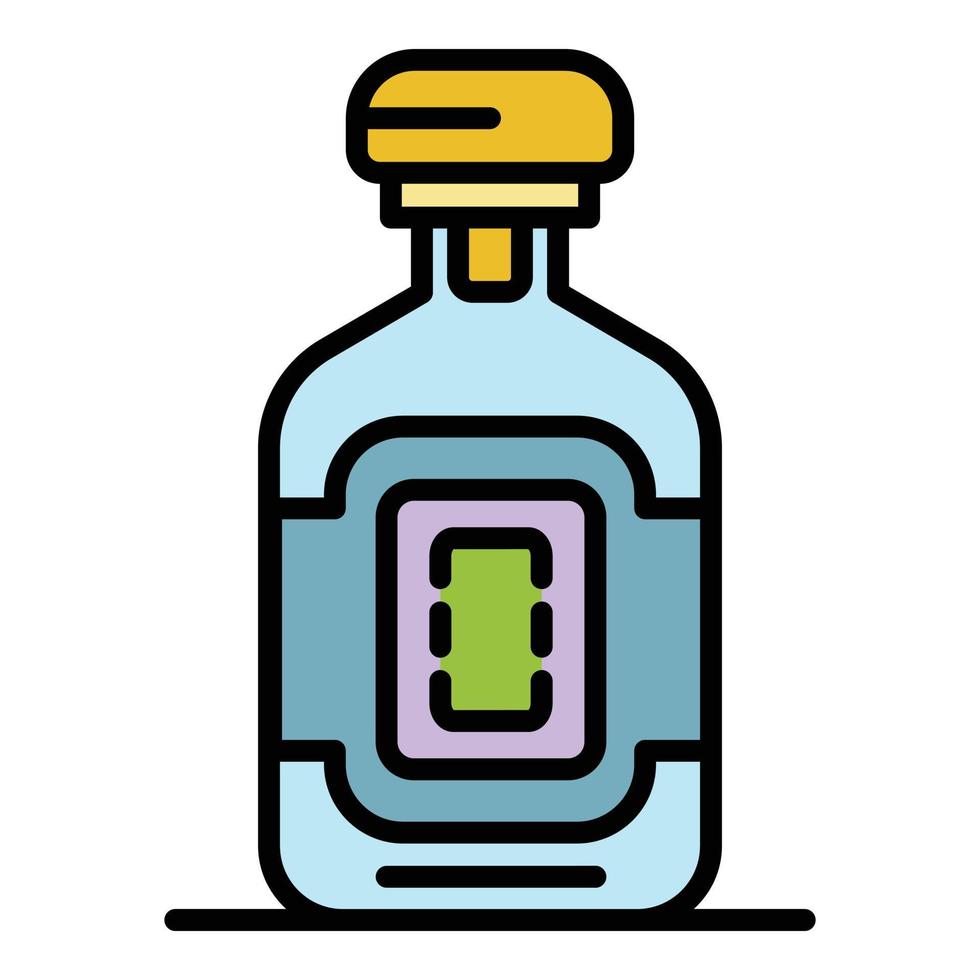 vector de contorno de color de icono de botella de whisky