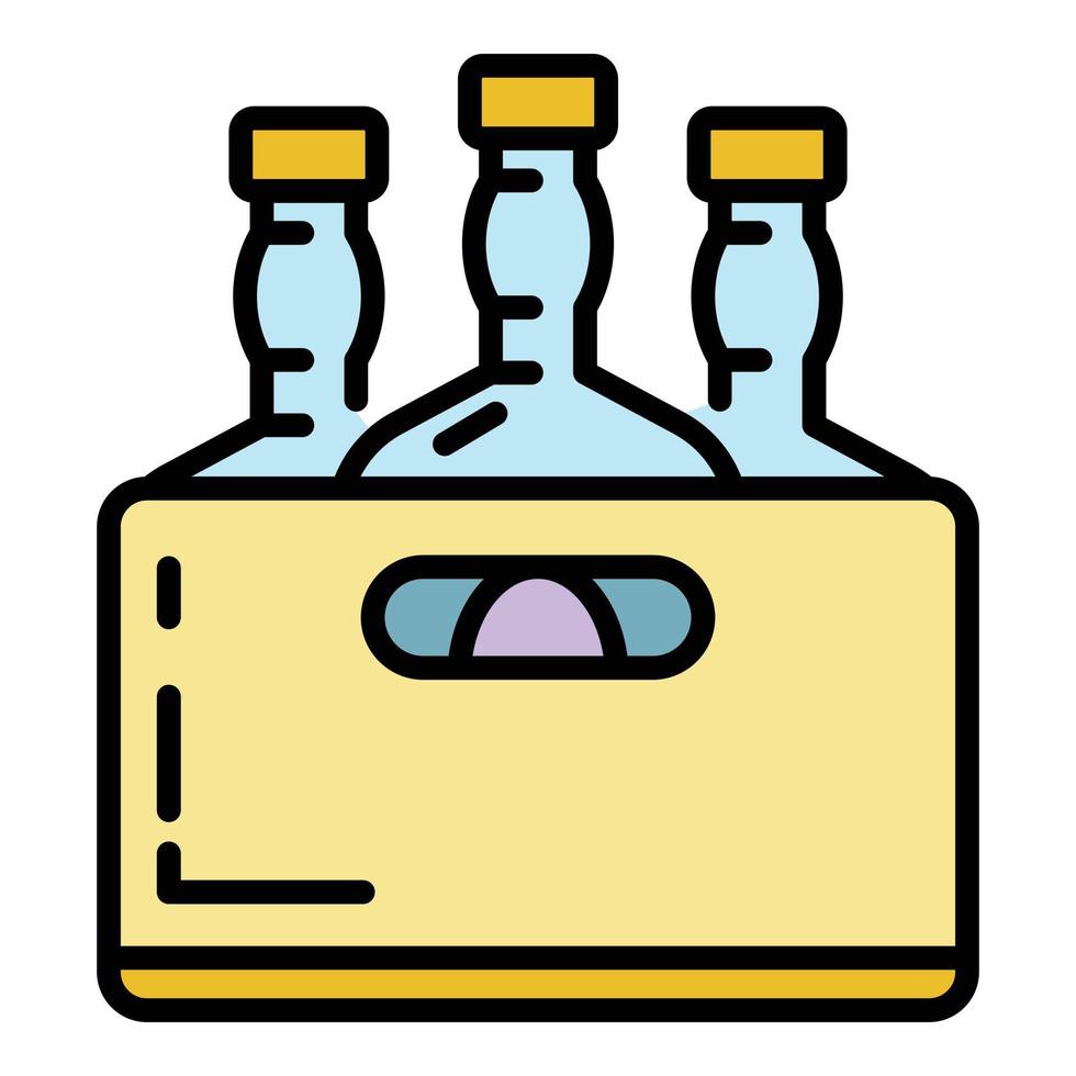 Whiskey bottle box icon color outline vector