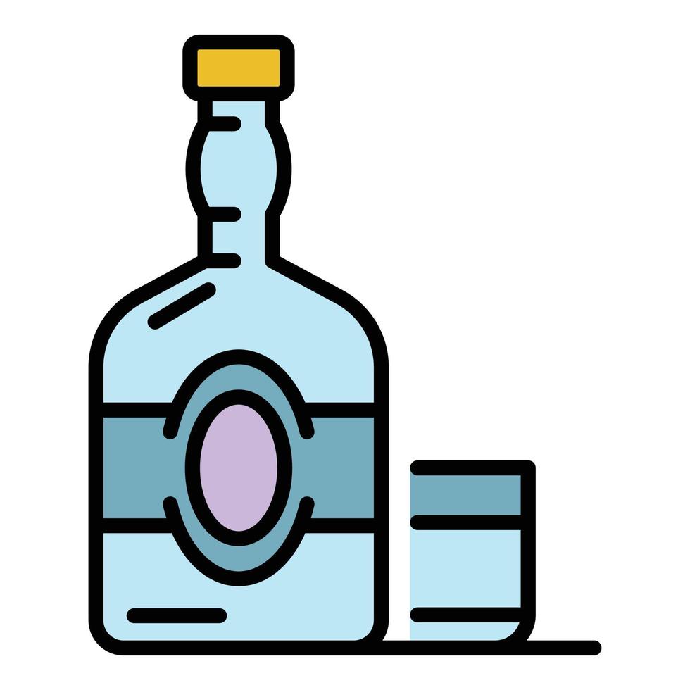 vector de contorno de color de icono de botella de whisky antiguo