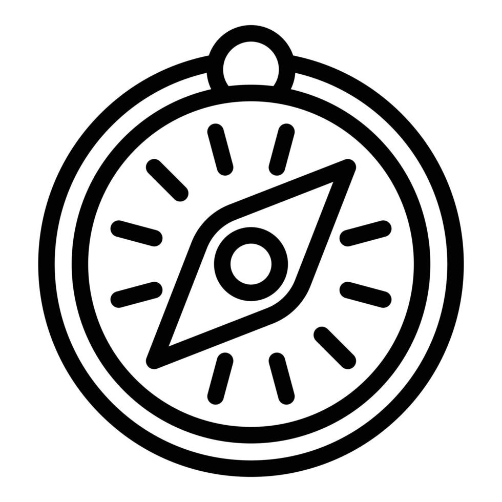 icono de brújula de mano, estilo de esquema vector