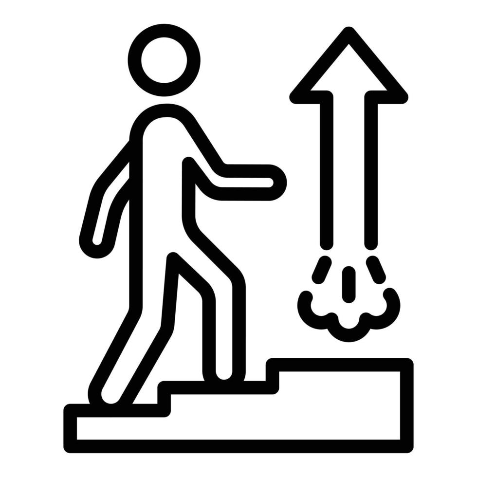 icono de meta arriba de las escaleras, estilo de esquema vector