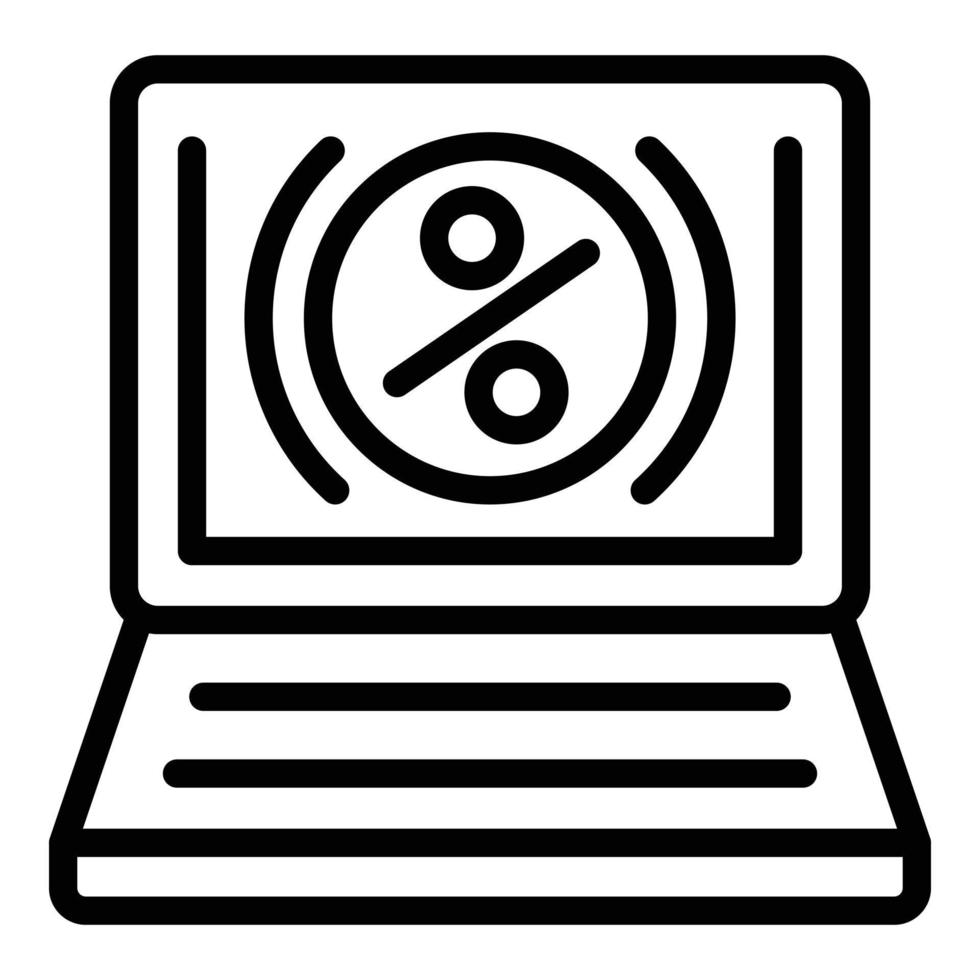 Percent loan laptop icon, outline style vector