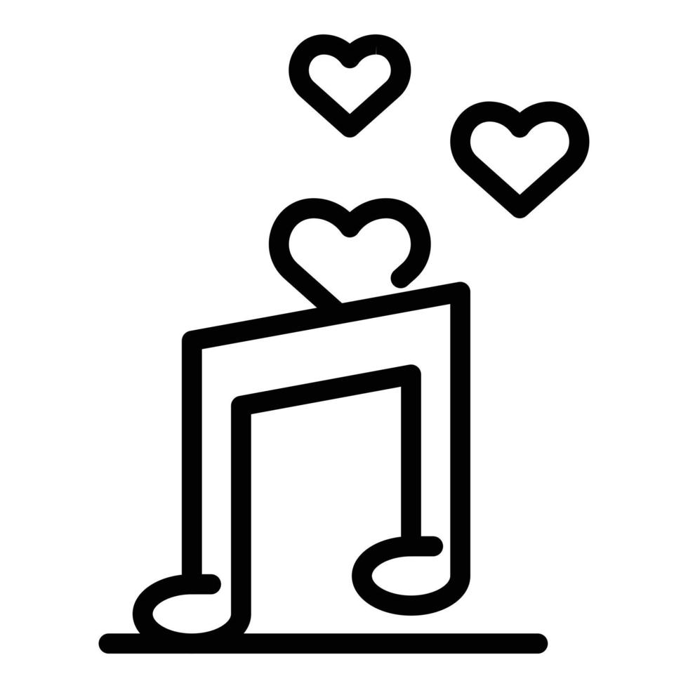 icono de nota musical de boda, estilo de esquema vector