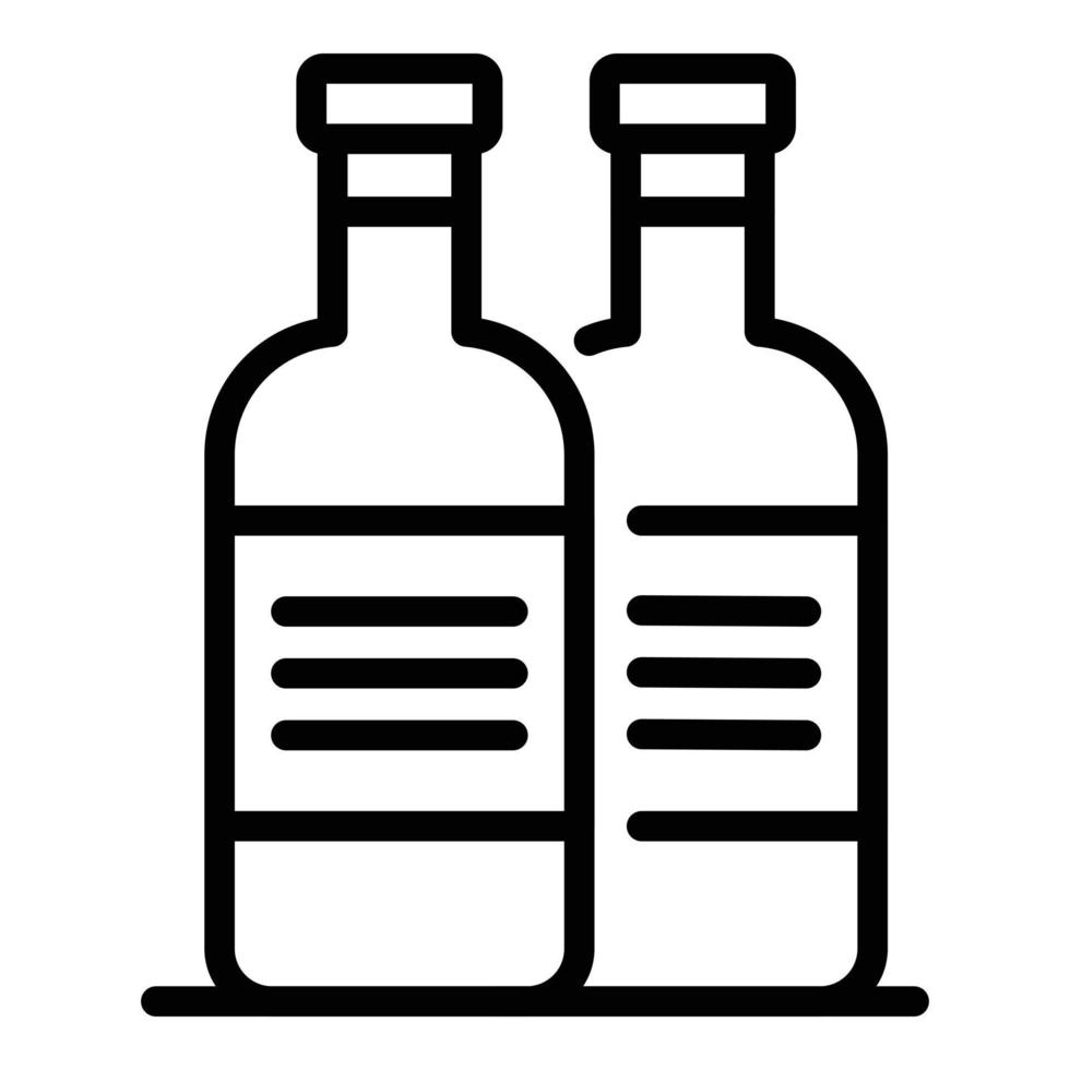 icono de botellas de vino de ceremonia de boda, estilo de contorno vector