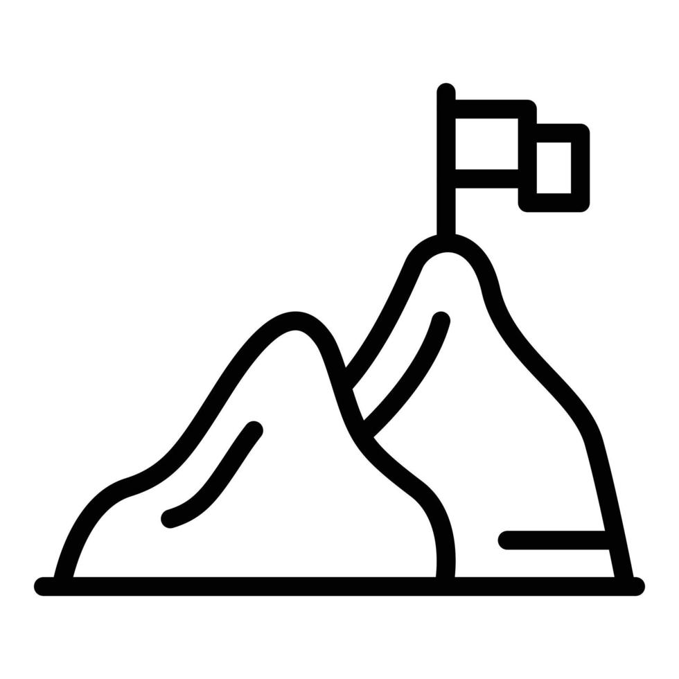 Mountain goal achievement icon, outline style vector
