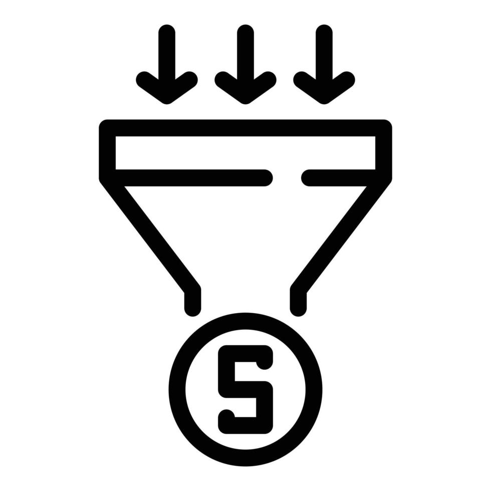 Money funnel icon, outline style vector
