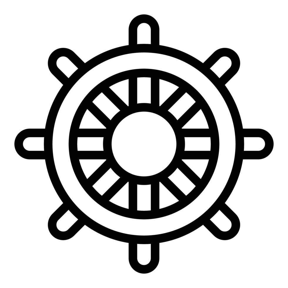 Ship steering wheel icon, outline style vector