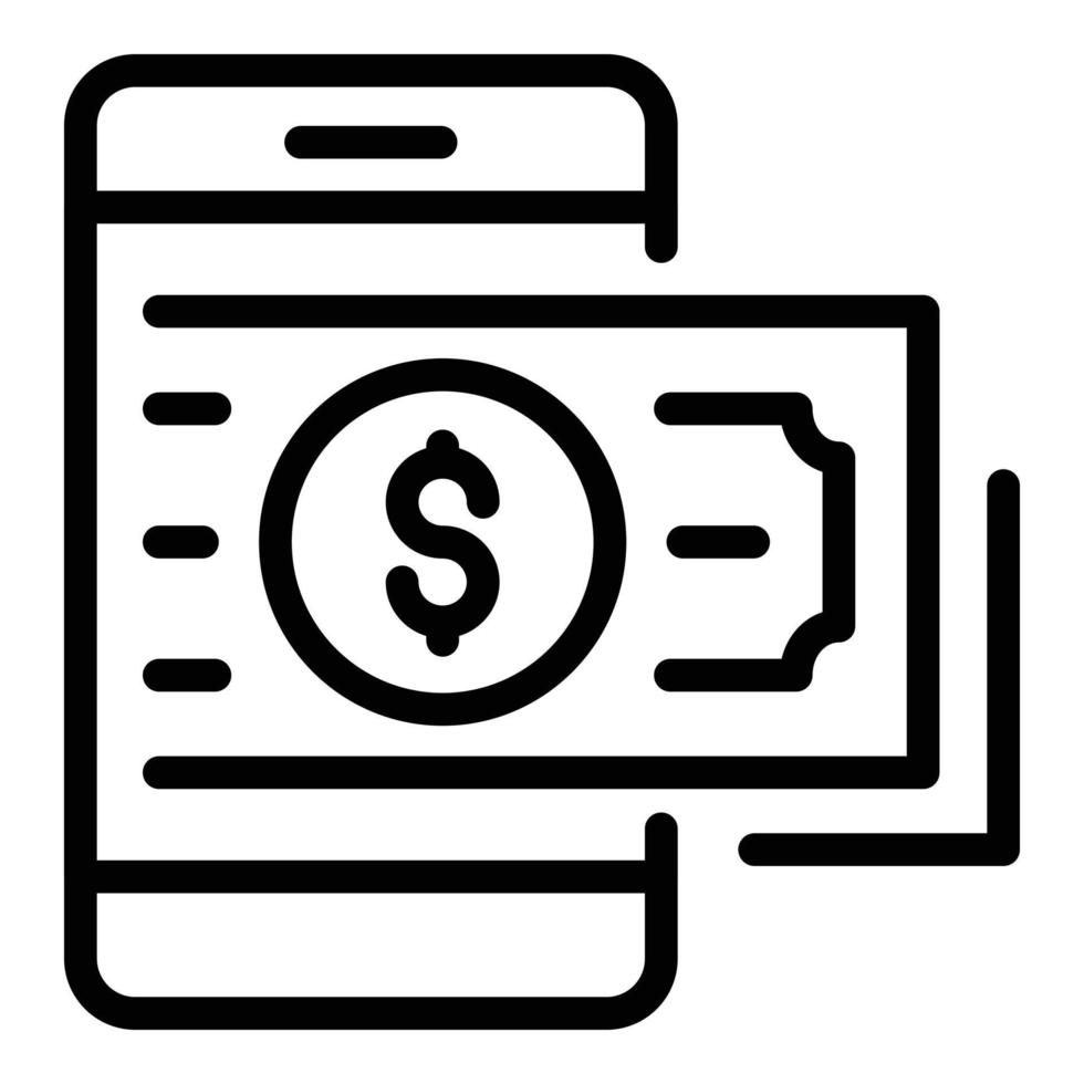 Smartphone money loan icon, outline style vector