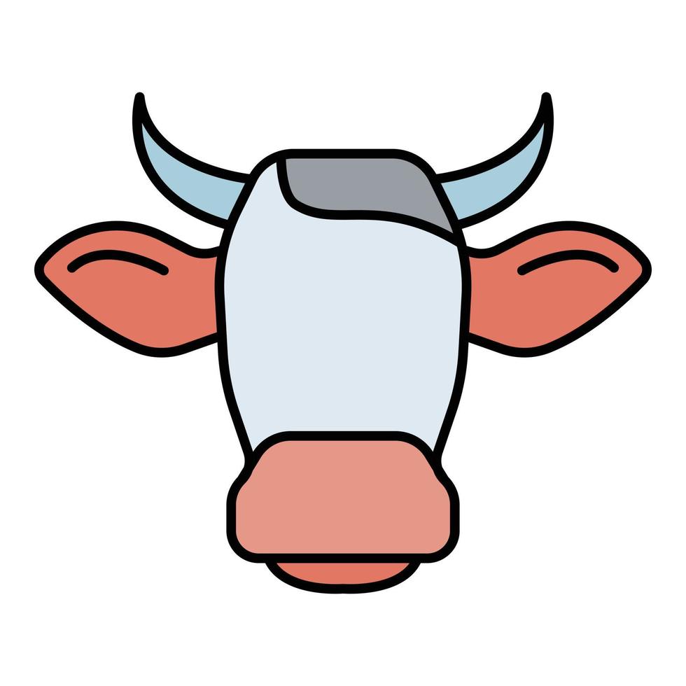 Cow head horns icon color outline vector
