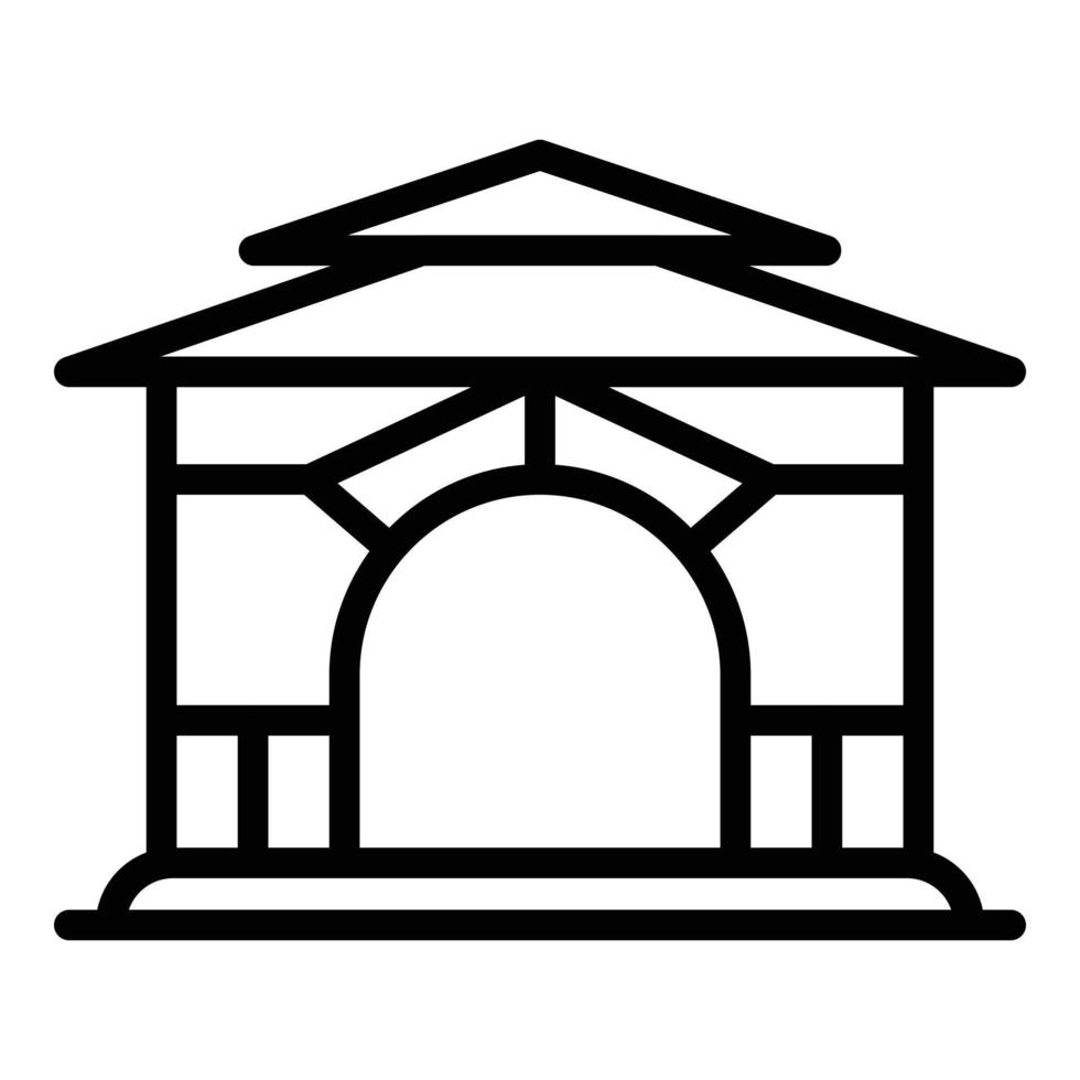 icono de la glorieta del pabellón, estilo de esquema vector