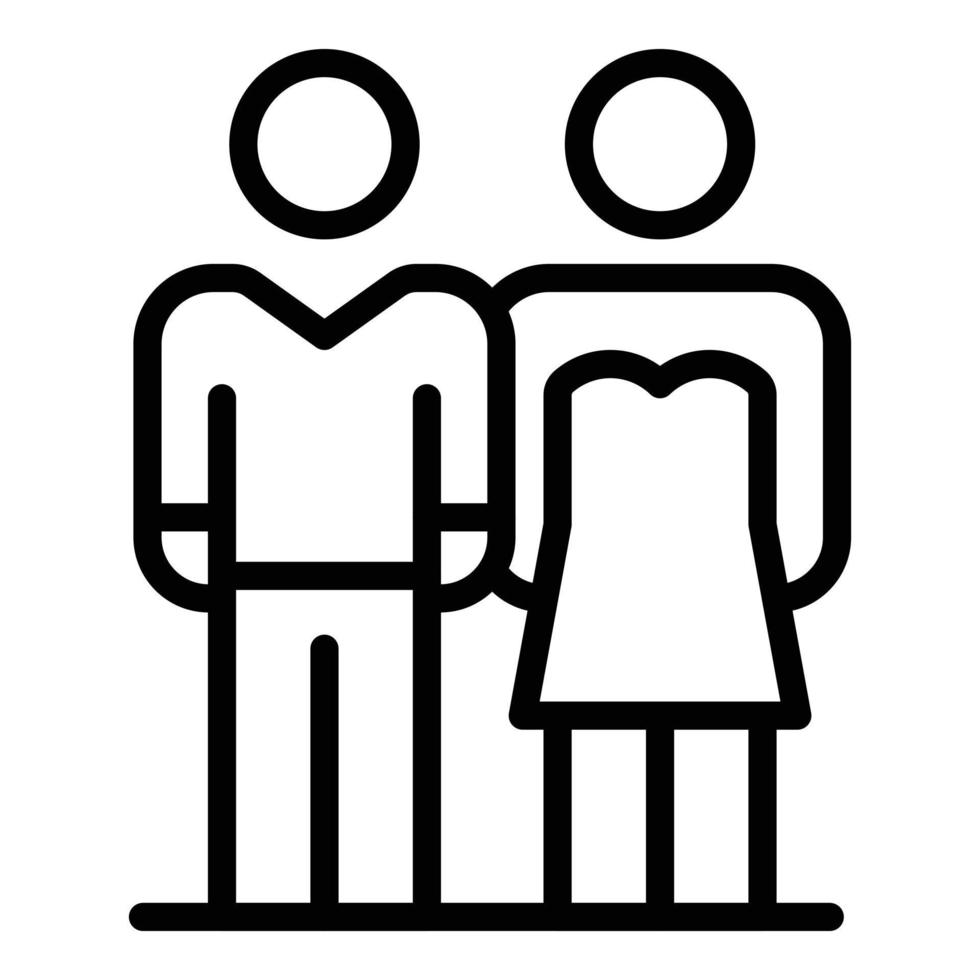 icono de pareja de ceremonia de boda, estilo de esquema vector