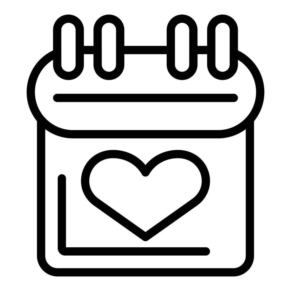 Wedding calendar date icon, outline style vector