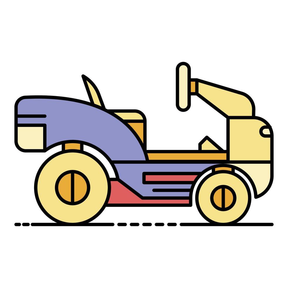 Lawn mower tractor icon color outline vector