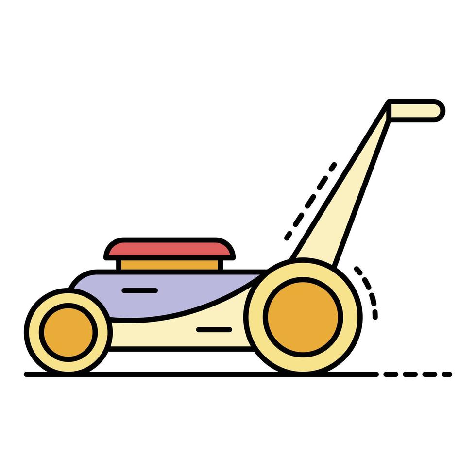 Motor grass cutter icon color outline vector