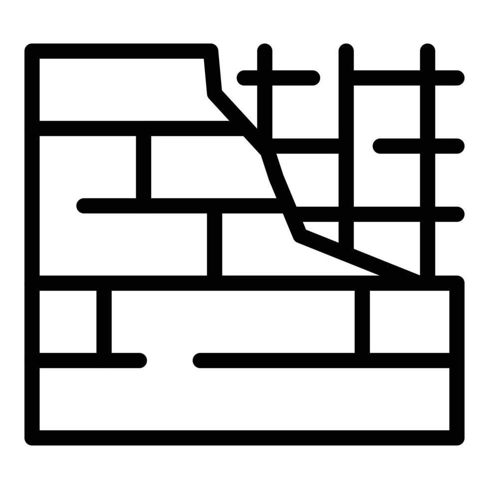 icono de pared de ladrillo, estilo de contorno vector