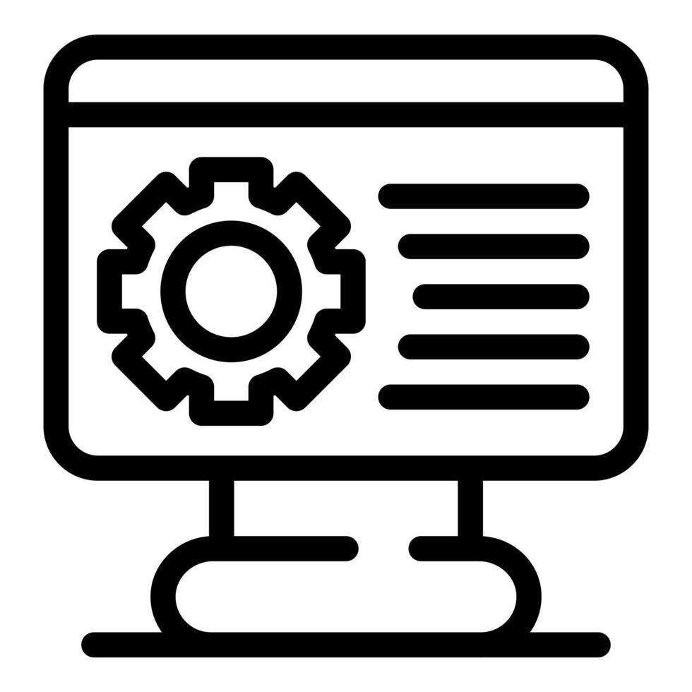 Monitor gear system icon, outline style vector