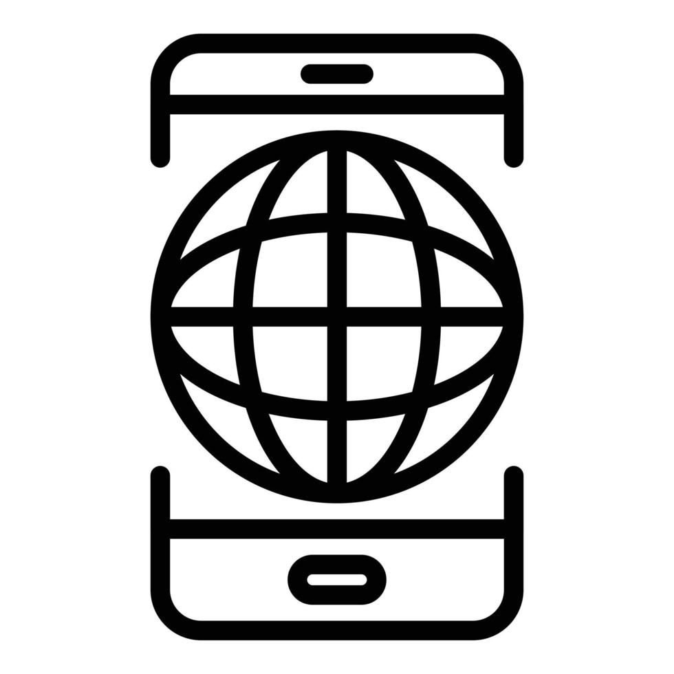 Global smartphone strategy icon, outline style vector