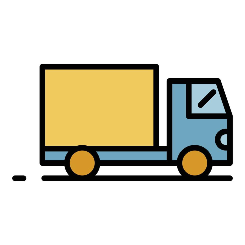 vector de contorno de color de icono de camión de carga de exportación