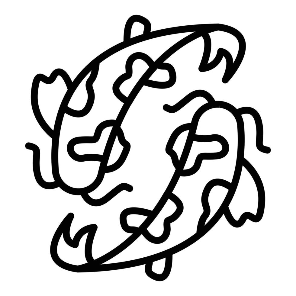 icono de carpa koi asiática, estilo de esquema vector