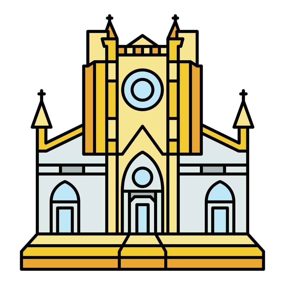 vector de contorno de color de icono de templo católico