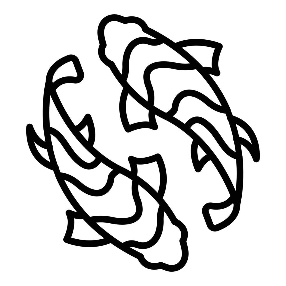 icono de carpas koi del lago, estilo de contorno vector