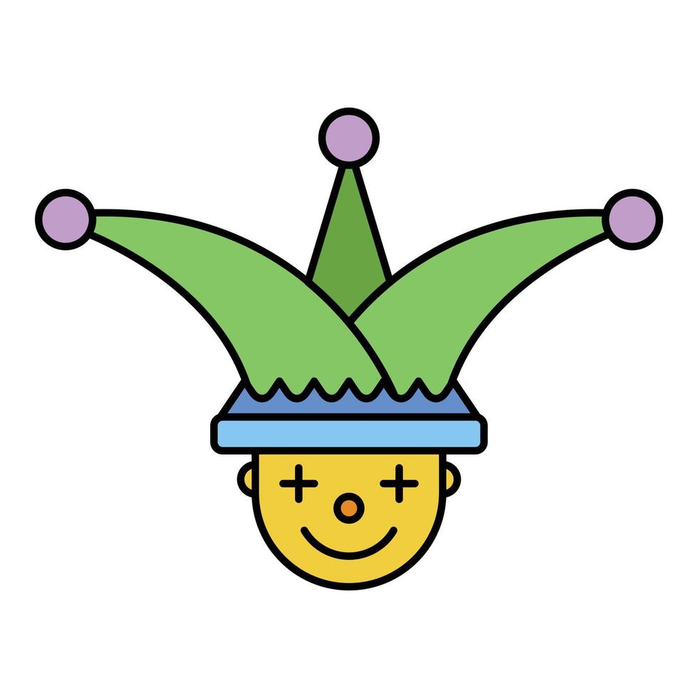 Jester face hat icon color outline vector