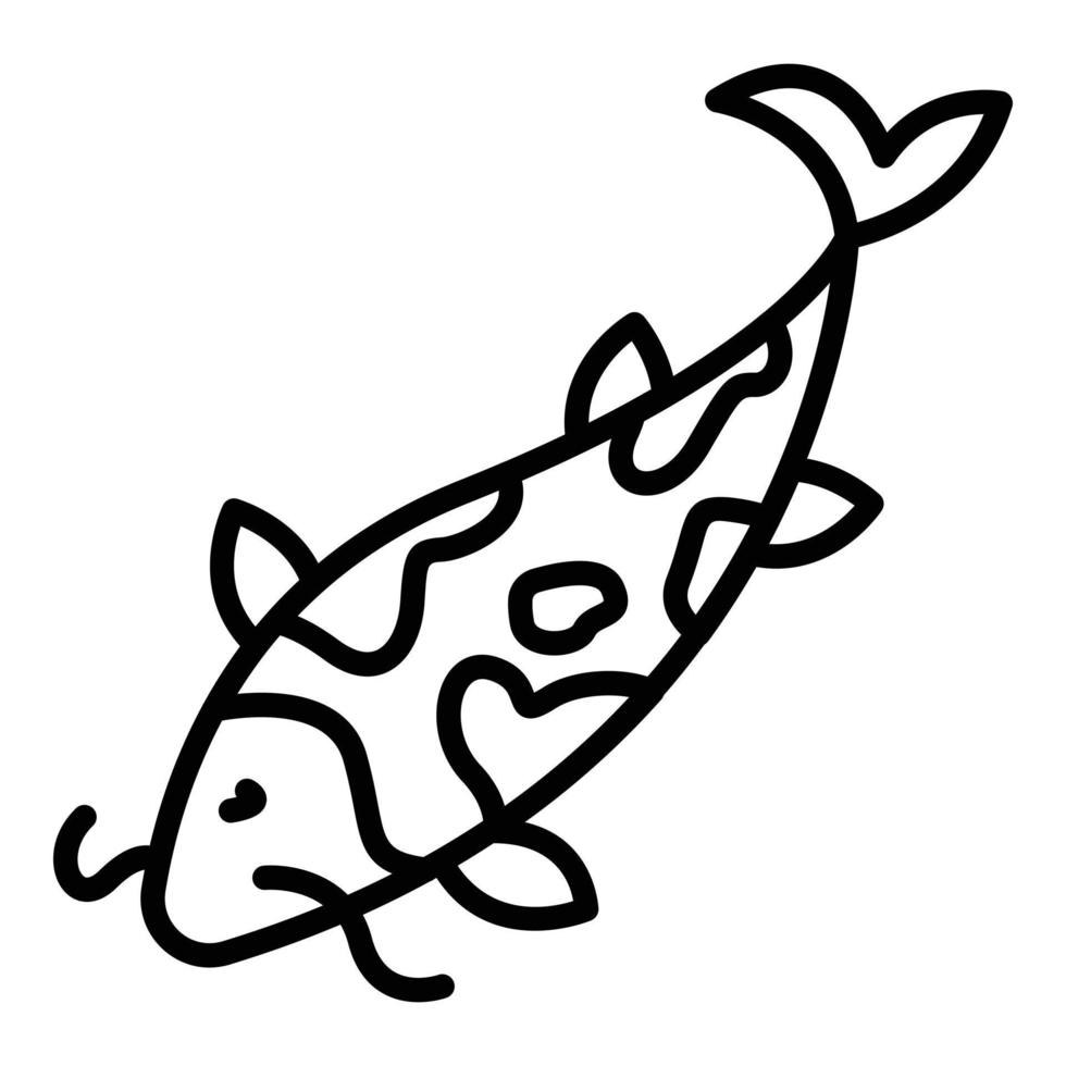 icono de pez carpa koi, estilo de esquema vector