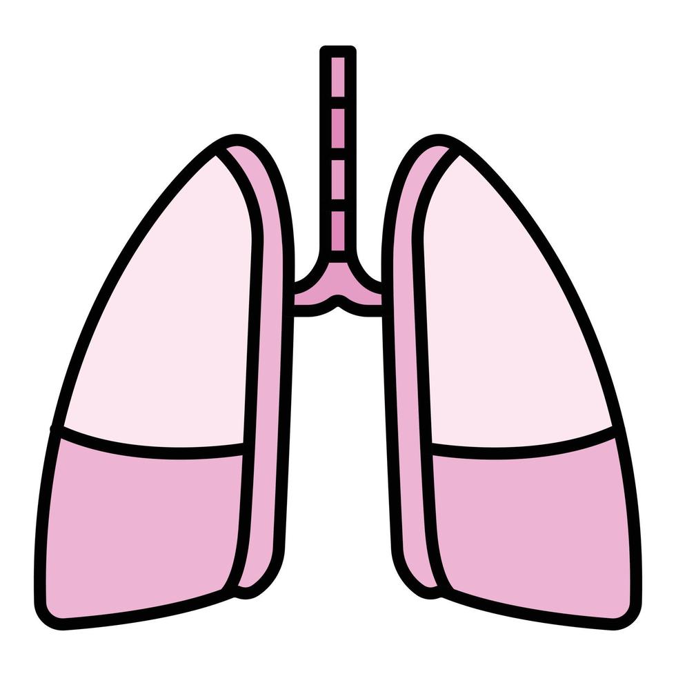 Disease lungs icon color outline vector