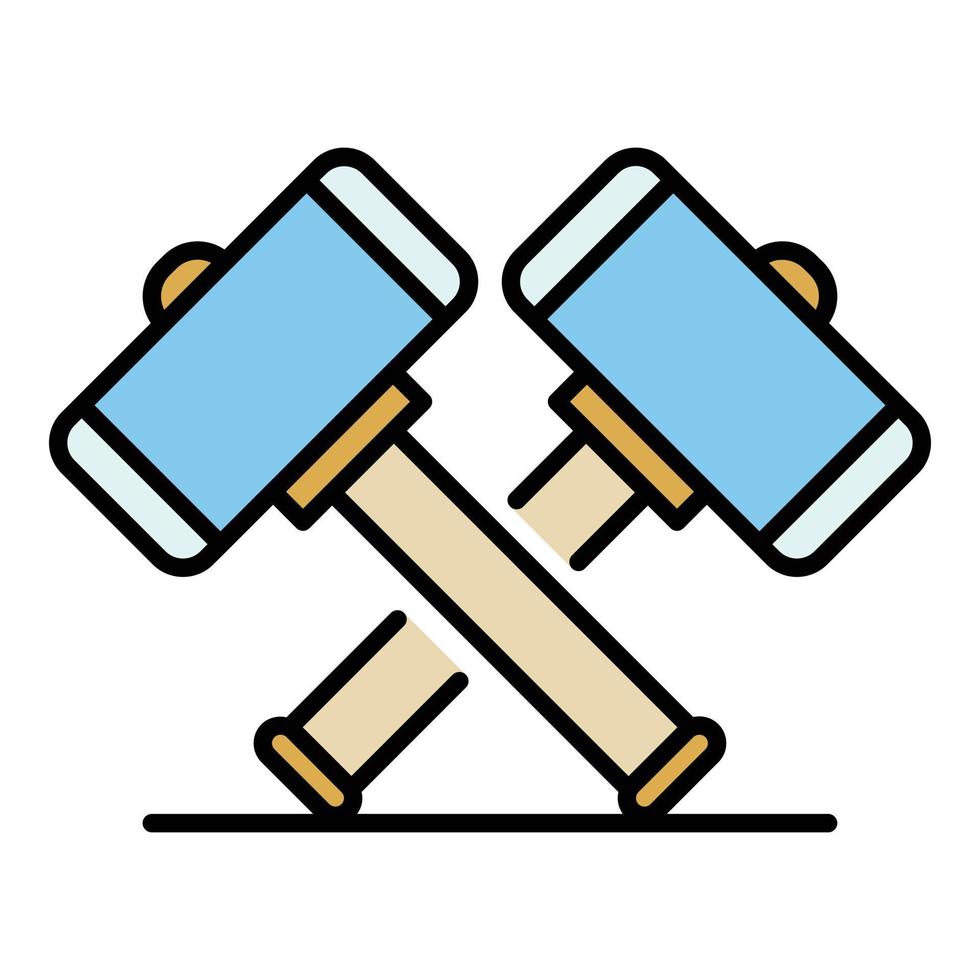 Crossed sledge hammer icon color outline vector