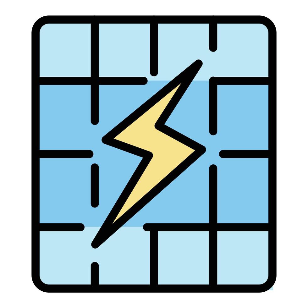 Solar panel energy icon color outline vector