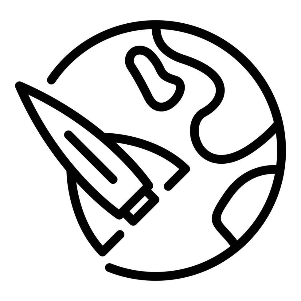 Global rocket innovation icon, outline style vector