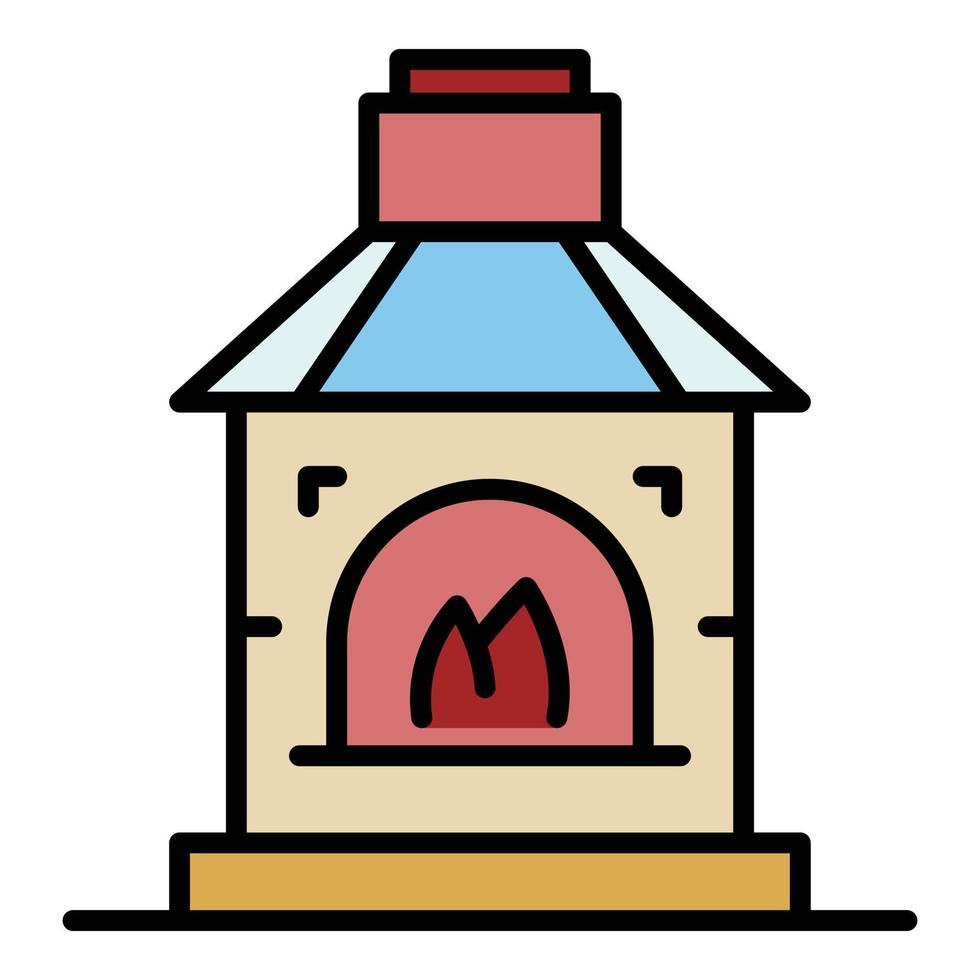 Blacksmith fireplace icon color outline vector