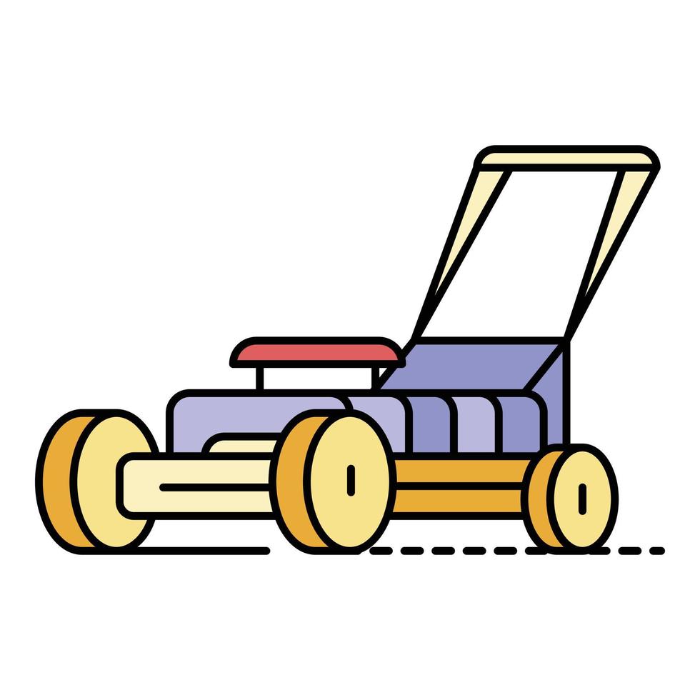 Grass cutter icon color outline vector