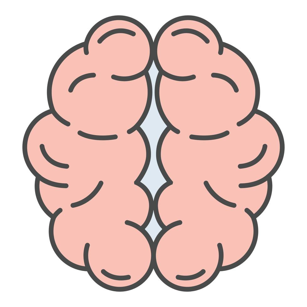 mente cerebro icono color contorno vector