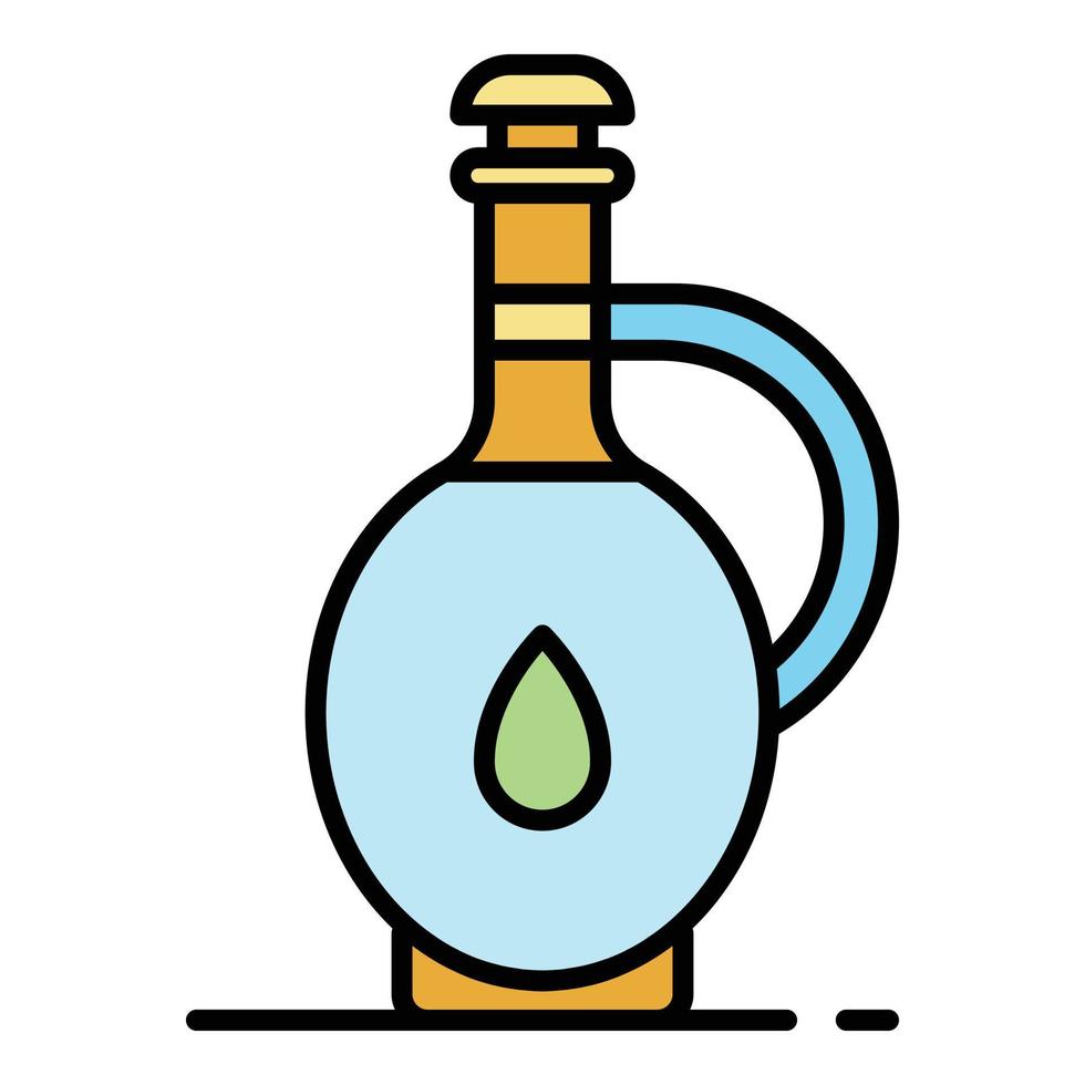 vector de contorno de color de icono de botella de vidrio de aloe