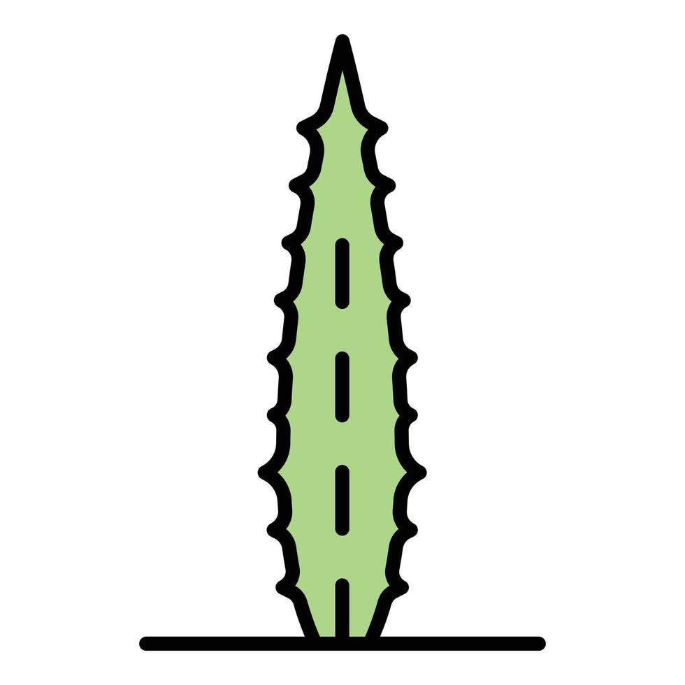 vector de contorno de color de icono de hoja de aloe vera