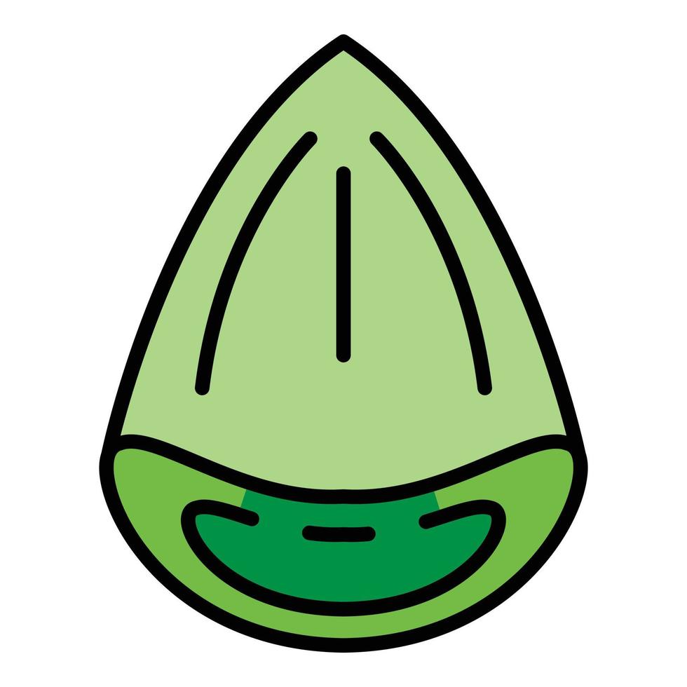 vector de contorno de color de icono de hoja de aloe cortado