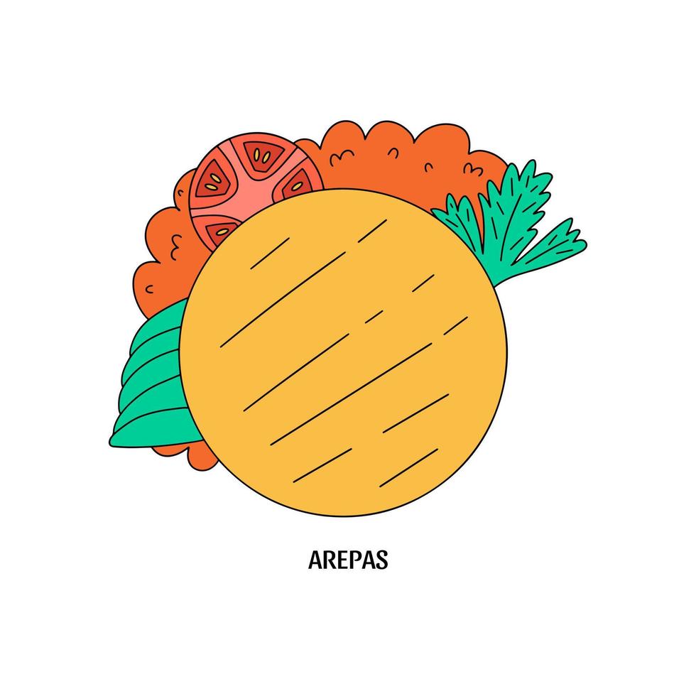 Arepa latino food. Vector illustration in flat style