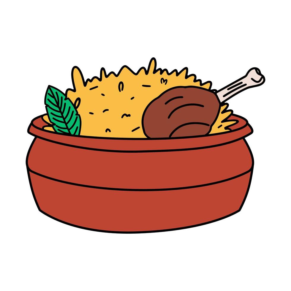 icono de biryani de pollo. un plato de la cocina india y árabe. ilustración vectorial en estilo plano vector