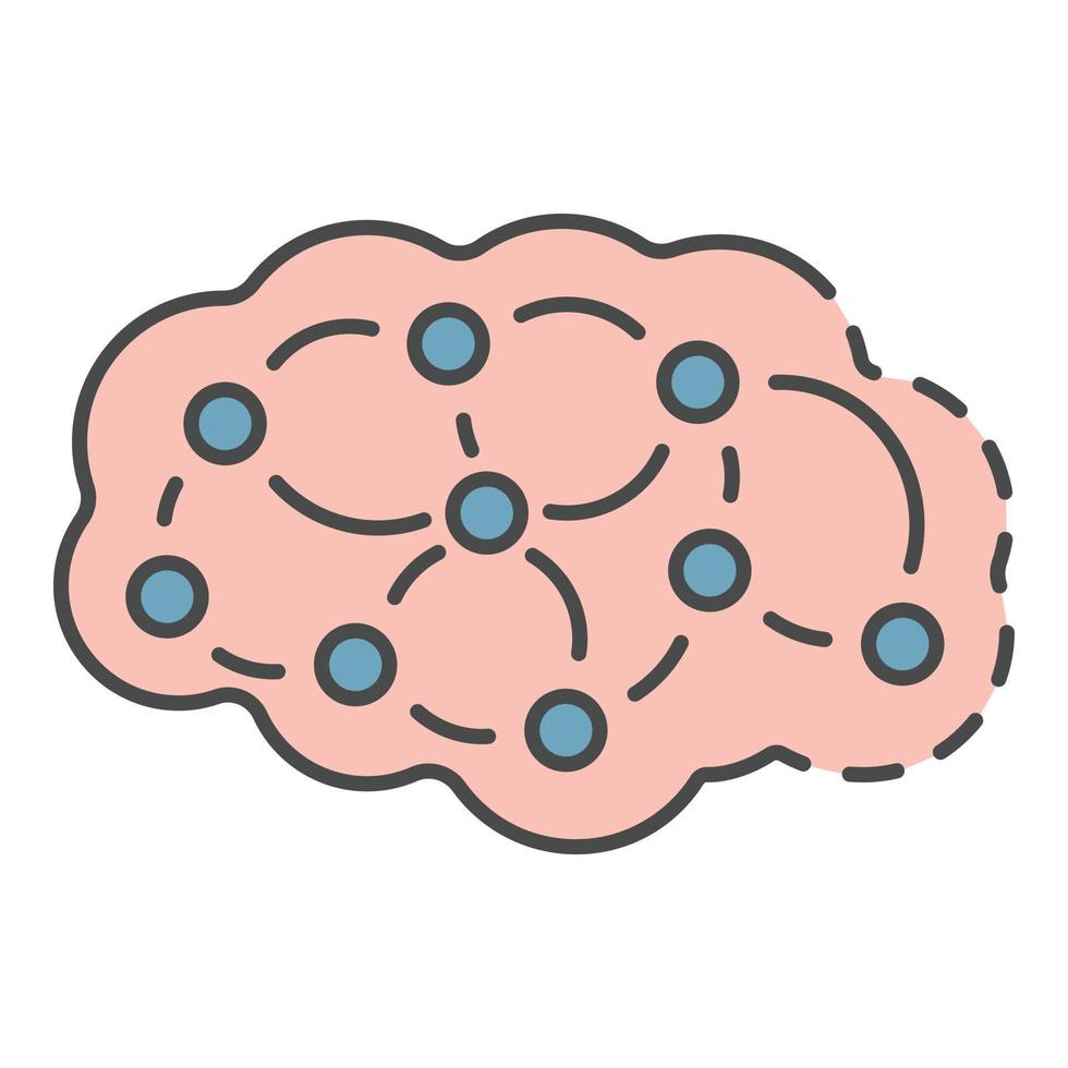 vector de contorno de color de icono de cerebro de neurona