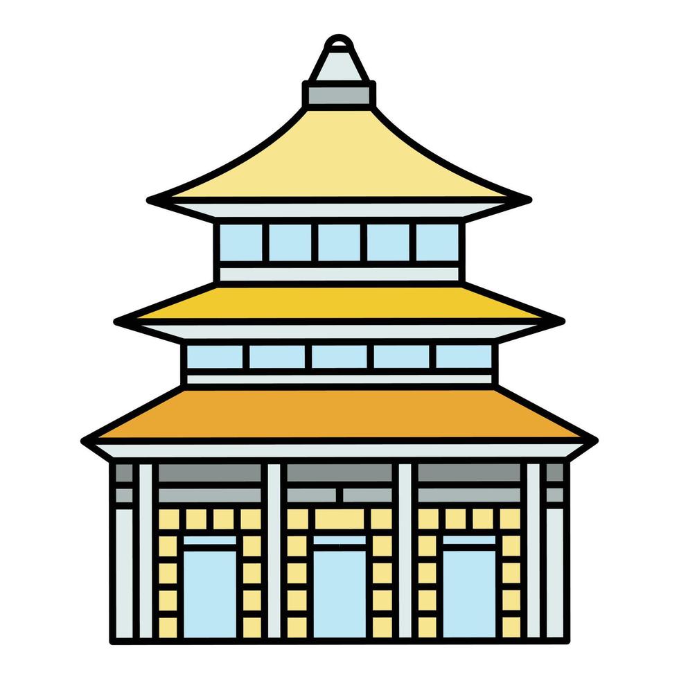 asia templo icono color contorno vector
