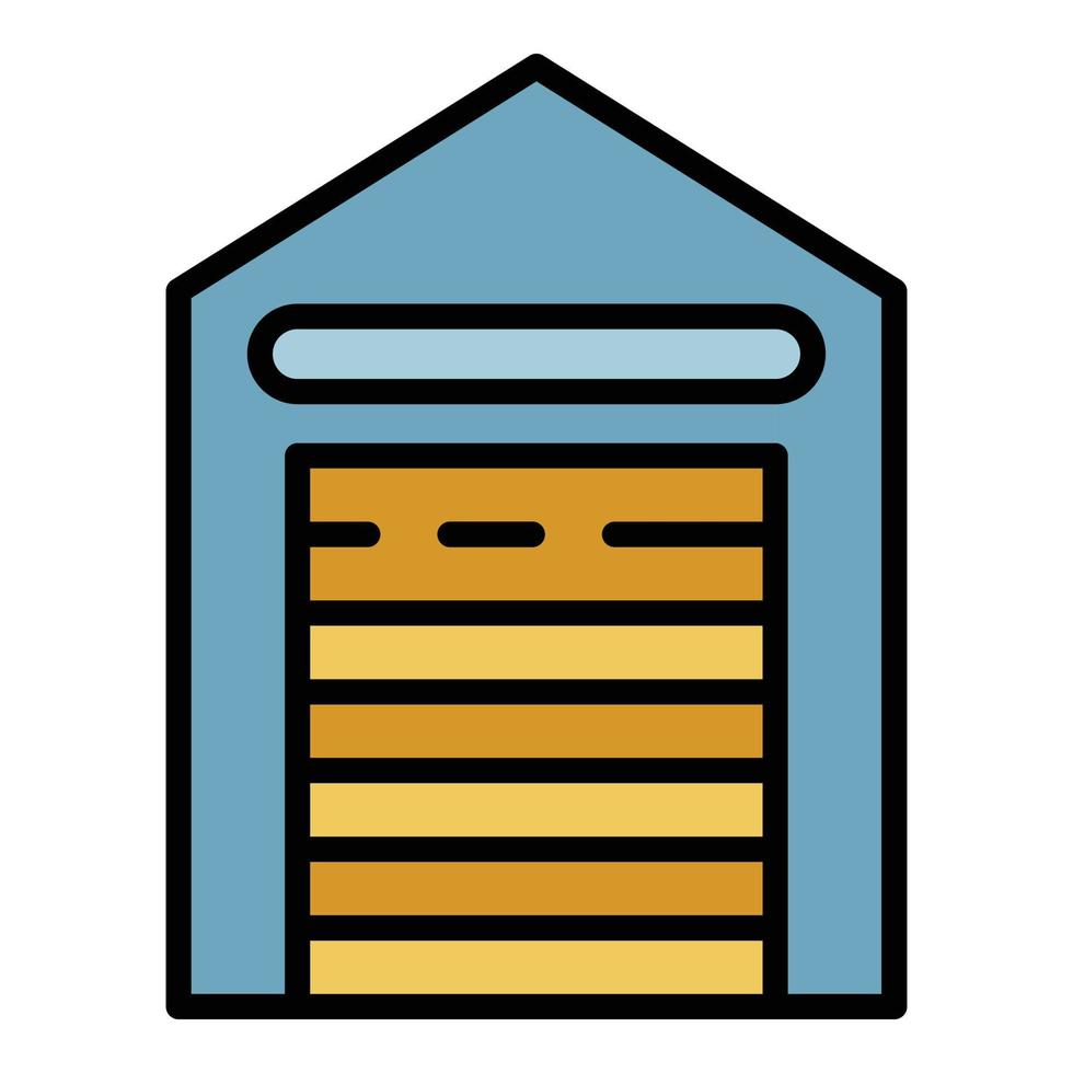 Closed warehouse icon color outline vector