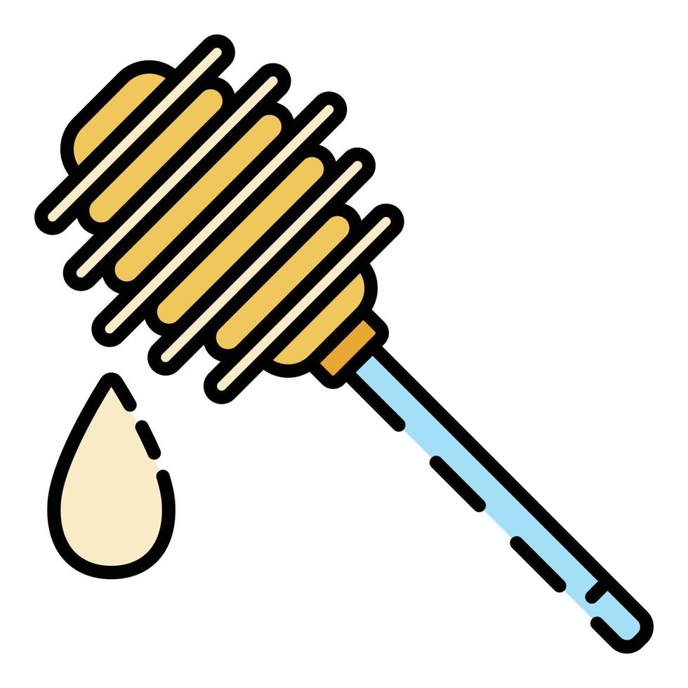 Wood honey spoon icon color outline vector